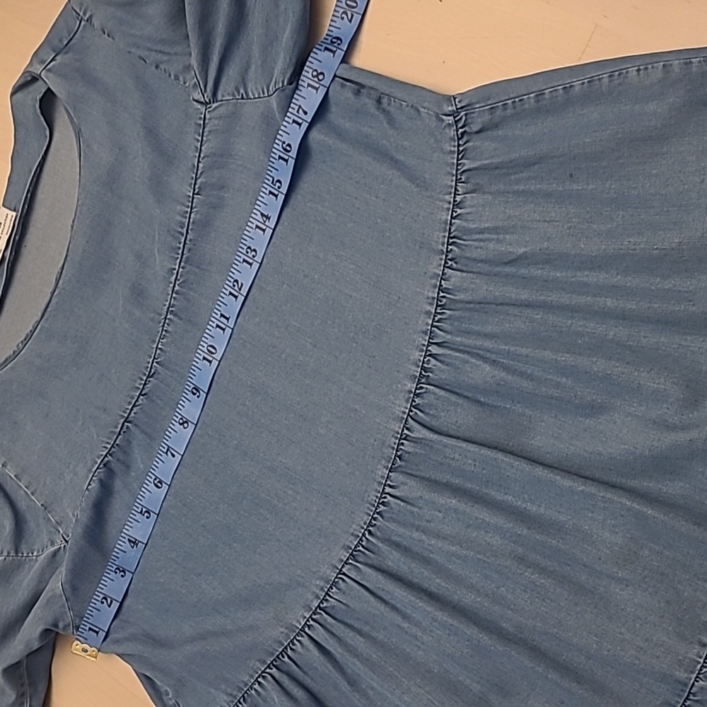 LIKE NEW Zara Chambray Premium Denim Tiered 3/4 Sleeved Dress 1000% Lyocell - Picture 5 of 10